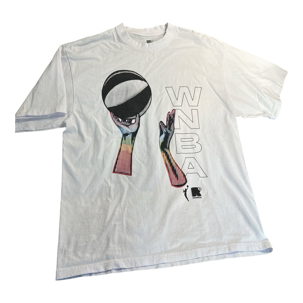WNBA x Round21 Changemaker Pride Basketball T Shirt Mens Size Large White